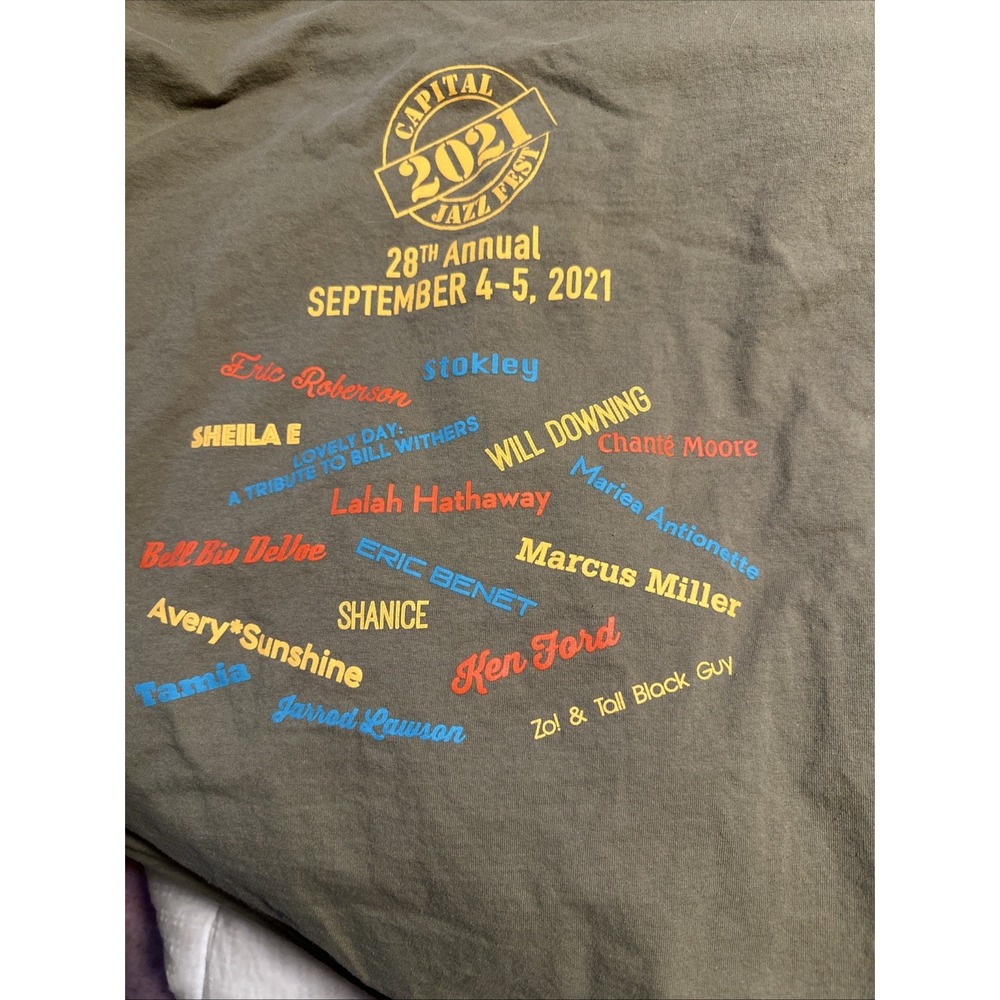 Capital Jazz Fest 2021  Sept 28th Annual T Shirt 2XL Green Gilden Ultra Cotton - Picture 10 of 10